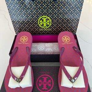 Tory Burch Red and Pink Flip Flops